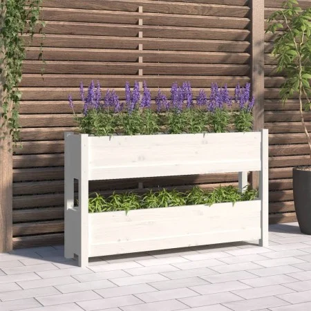 Jardinera de madera maciza de pino blanco 112x25x66 cm de vidaXL, Maceteros y jardineras - Ref: Foro24-823928, Precio: 86,15 ...
