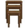 Mesas apilables 3 piezas madera maciza de pino marrón miel en Mesas auxiliares | Comprar online en Foru.es