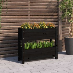 Jardinera de madera maciza de pino negro 77x25x66 cm de vidaXL, Maceteros y jardineras - Ref: Foro24-823945, Precio: 67,23 €,...