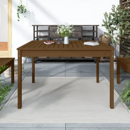 Mesa de jardín madera maciza pino marrón miel 121x82,5x76 cm de vidaXL, Mesas de jardín - Ref: Foro24-823972, Precio: 86,47 €...