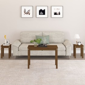 Mesas apilables 3 piezas madera maciza de pino marrón miel en Mesas auxiliares | Comprar online en Foru.es