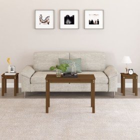 Mesas apilables 3 piezas madera maciza de pino marrón miel en Mesas auxiliares | Comprar online en Foru.es
