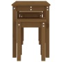 Mesas apilables 3 piezas madera maciza de pino marrón miel en Mesas auxiliares | Comprar online en Foru.es