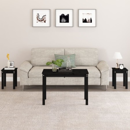 Mesas apilables 3 piezas madera maciza de pino negro en Mesas auxiliares | Comprar online en Foru.es