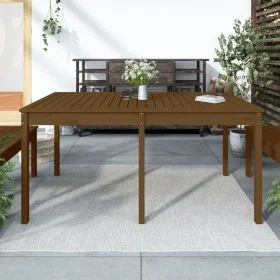 Mesa de jardín madera maciza pino marrón miel 159,5x82,5x76 cm de vidaXL, Mesas de jardín - Ref: Foro24-823979, Precio: 110,7...