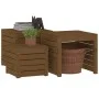 Set cajas de jardín 3 pzas madera maciza pino gris marrón miel de vidaXL, Cajas de almacenaje para exteriores - Ref: Foro24-8...