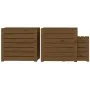 Set cajas de jardín 3 pzas madera maciza pino gris marrón miel de vidaXL, Cajas de almacenaje para exteriores - Ref: Foro24-8...