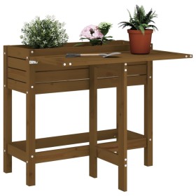 Jardinera con tapa plegable madera maciza de pino marrón miel en Macetas y jardineras | Comprar online en Foru.es