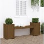 Banco con jardineras madera maciza pino marrón miel 180x36x63cm en Bancos de jardín | Comprar online en Foru.es