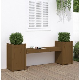 Banco con jardineras madera maciza pino marrón miel 180x36x63cm en Bancos de jardín | Comprar online en Foru.es