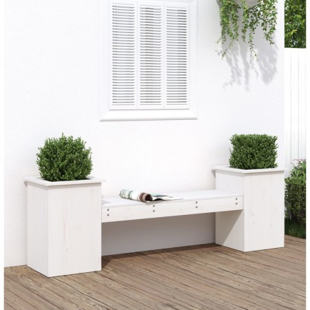 Banco con jardineras madera de pino blanco 184,5x39,5x56,5 cm en Bancos de jardín | Comprar online en Foru.es