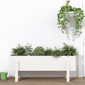 Arriate elevado de jardín madera maciza pino blanco 101x30x38cm en Macetas y jardineras | Comprar online en Foru.es