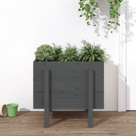Jardinera de madera maciza de pino gris 62x50x57 cm en Macetas y jardineras | Comprar online en Foru.es