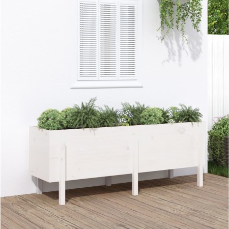 Arriate elevado de jardín madera maciza pino blanco 160x50x57cm en Macetas y jardineras | Comprar online en Foru.es