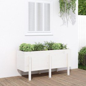 Arriate elevado de jardín madera maciza pino blanco 121x50x57cm en Macetas y jardineras | Comprar online en Foru.es