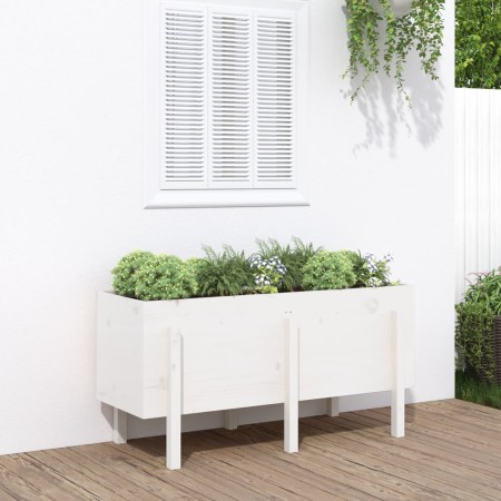 Arriate elevado de jardín madera maciza pino blanco 121x50x57cm en Macetas y jardineras | Comprar online en Foru.es