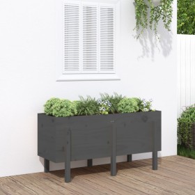 Arriate elevado de jardín madera maciza pino gris 121x50x57 cm en Macetas y jardineras | Comprar online en Foru.es