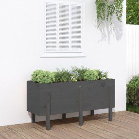 Arriate elevado de jardín madera maciza pino gris 121x50x57 cm en Macetas y jardineras | Comprar online en Foru.es