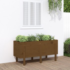 Arriate elevado de jardín madera pino marrón miel 121x50x57 cm en Macetas y jardineras | Comprar online en Foru.es