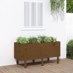 Arriate elevado de jardín madera pino marrón miel 121x50x57 cm en Macetas y jardineras | Comprar online en Foru.es
