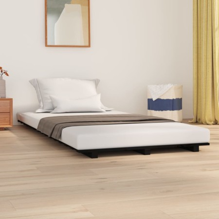 Estructura de cama madera maciza de pino negro 100x200 cm de vidaXL, Camas y somieres - Ref: Foro24-824557, Precio: 75,23 €, ...