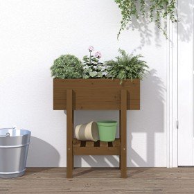 Jardinera madera maciza de pino marrón miel 62x30x69 cm en Macetas y jardineras | Comprar online en Foru.es