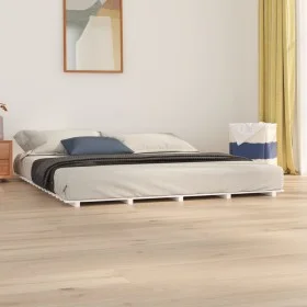 Estructura de cama de madera maciza de pino blanco 200x200 cm de vidaXL, Camas y somieres - Ref: Foro24-824559, Precio: 110,8...