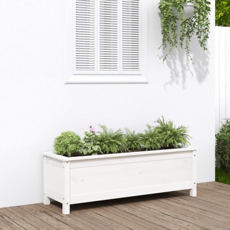 Arriate elevado de jardín madera de pino blanco 119,5x40x39 cm en Macetas y jardineras | Comprar online en Foru.es