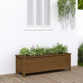 Arriate elevado de jardín madera pino marrón miel 119,5x40x39cm en Macetas y jardineras | Comprar online en Foru.es