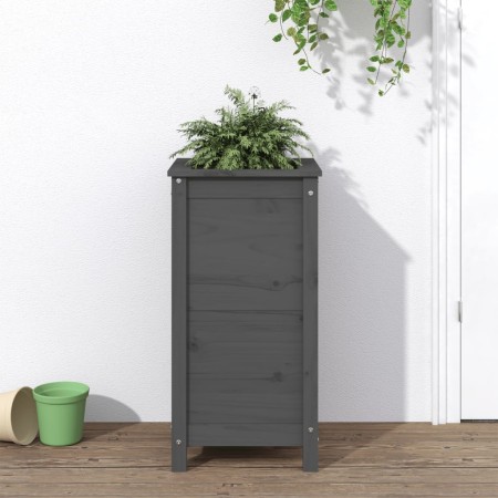 Jardinera madera maciza de pino gris 40x40x78 cm en Macetas y jardineras | Comprar online en Foru.es