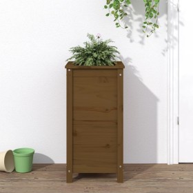Jardinera madera maciza de pino marrón miel 40x40x78 cm en Macetas y jardineras | Comprar online en Foru.es