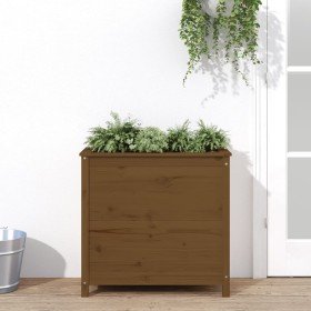 Jardinera madera maciza de pino marrón miel 82,5x40x78 cm en Macetas y jardineras | Comprar online en Foru.es