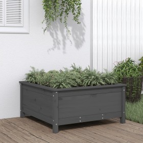 Jardinera madera maciza de pino gris 82,5x82,5x39 cm en Macetas y jardineras | Comprar online en Foru.es