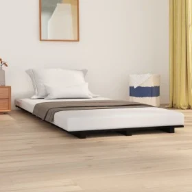 Solid black pine wood bed frame 75x190 cm by vidaXL, Beds and slatted bases - Ref: Foro24-824597, Price: 85,38 €, Discount: %