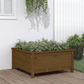 Jardinera madera maciza de pino marrón miel 82,5x82,5x39 cm en Macetas y jardineras | Comprar online en Foru.es