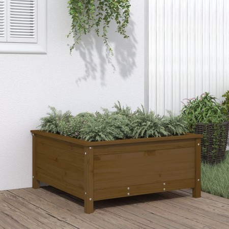 Jardinera madera maciza de pino marrón miel 82,5x82,5x39 cm en Macetas y jardineras | Comprar online en Foru.es
