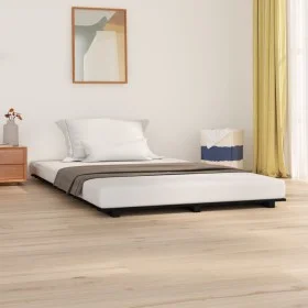 Solid black pine wood bed frame 140x190 cm by vidaXL, Beds and slatted bases - Ref: Foro24-824607, Price: 112,92 €, Discount: %