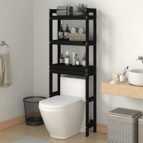 Estante de baño madera maciza de pino negro 63x26x171 cm de vidaXL, Toalleros - Ref: Foro24-824662, Precio: 85,97 €, Descuent...