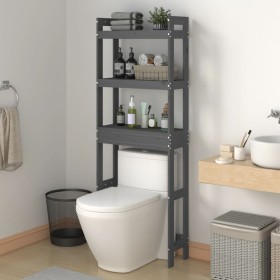 Estante de baño madera maciza de pino gris 63x26x171 cm de vidaXL, Toalleros - Ref: Foro24-824660, Precio: 75,66 €, Descuento: %