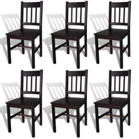 Sillas de comedor 6 unidades madera de pino marrón oscuro de vidaXL, Sillas de comedor - Ref: Foro24-271499, Precio: 283,24 €...