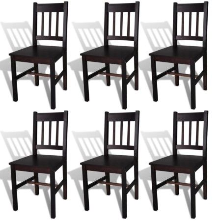 Sillas de comedor 6 unidades madera de pino marrón oscuro de vidaXL, Sillas de comedor - Ref: Foro24-271499, Precio: 283,24 €...
