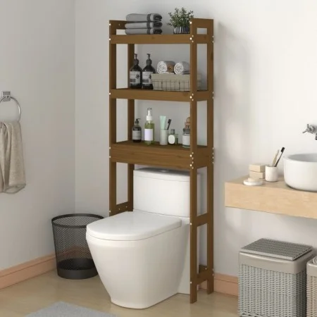 Estante de baño madera maciza de pino marrón miel 63x26x171 cm de vidaXL, Toalleros - Ref: Foro24-824661, Precio: 85,97 €, De...