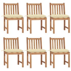Sillas de jardín 6 unidades madera maciza de teca con cojines en Sillas de jardín | Comprar online en Foru.es