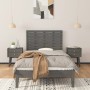 Cabecero de cama de pared madera maciza pino gris 106x3x63 cm de vidaXL, Cabeceros y pies de cama - Ref: Foro24-824715, Preci...