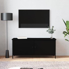 Mueble TV con puertas madera contrachapada negro 102x35x45 cm en Muebles TV | Comprar online en Foru.es