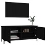 Mueble TV con puertas madera contrachapada negro 102x35x45 cm en Muebles TV | Comprar online en Foru.es