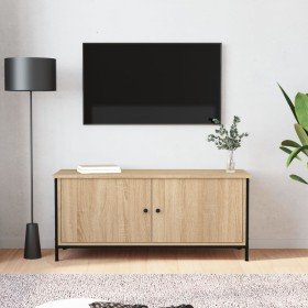 Mueble TV con puertas contrachapada roble Sonoma 102x35x45 cm en Muebles TV | Comprar online en Foru.es