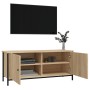 Mueble TV con puertas contrachapada roble Sonoma 102x35x45 cm en Muebles TV | Comprar online en Foru.es