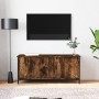 Mueble TV con puertas contrachapada roble ahumado 102x35x45 cm en Muebles TV | Comprar online en Foru.es