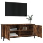 Mueble TV con puertas contrachapada roble ahumado 102x35x45 cm en Muebles TV | Comprar online en Foru.es
